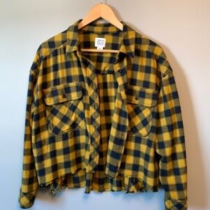 Urban Outfitters Cropped Flannel Button Down Shirt